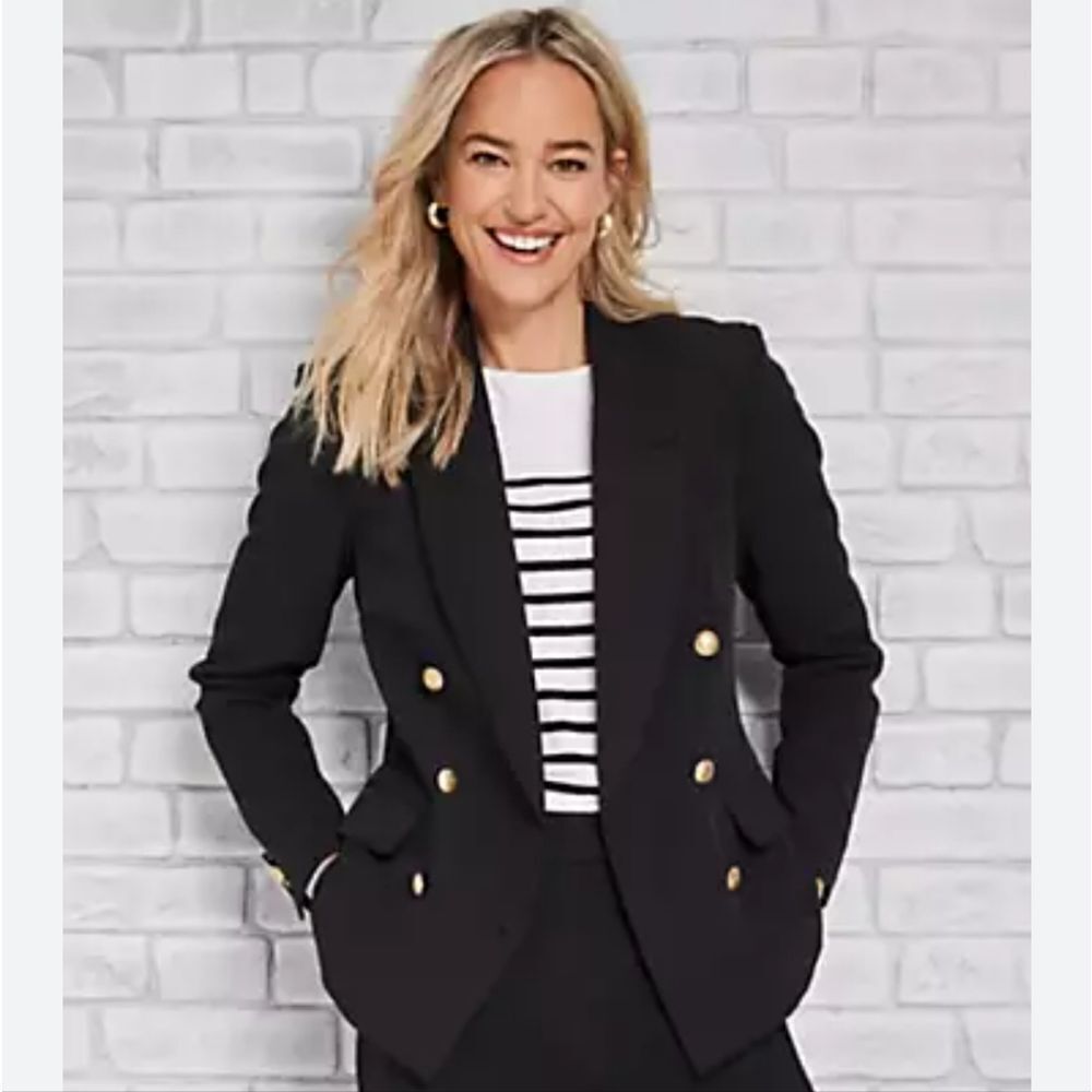 Jules & Leopold Elegant Black Velvet Double Breasted Jacket Blazer